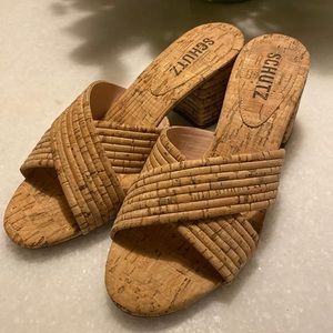 Schutz Ana Kate Cork Heel 6.5 Never Worn